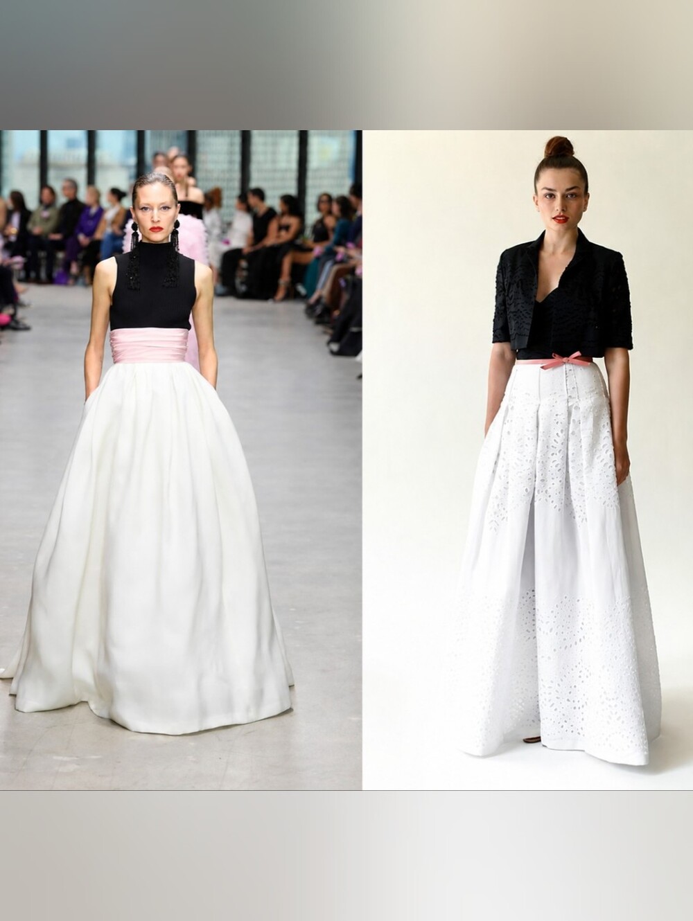$5,000 CAROLINA HERRERA WHITE BLACK SILK WOOL GOWN W. BOLERO US 10